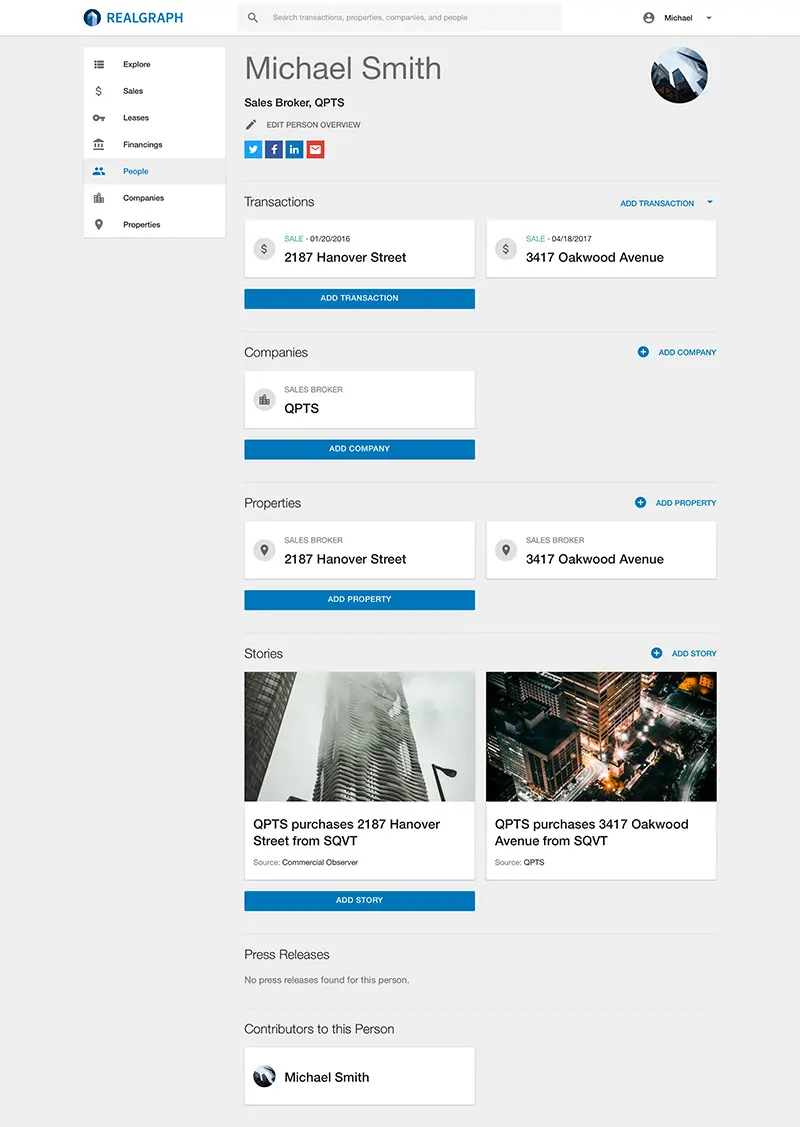 Preview Profile Page